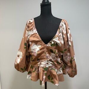 Floral print peplum top